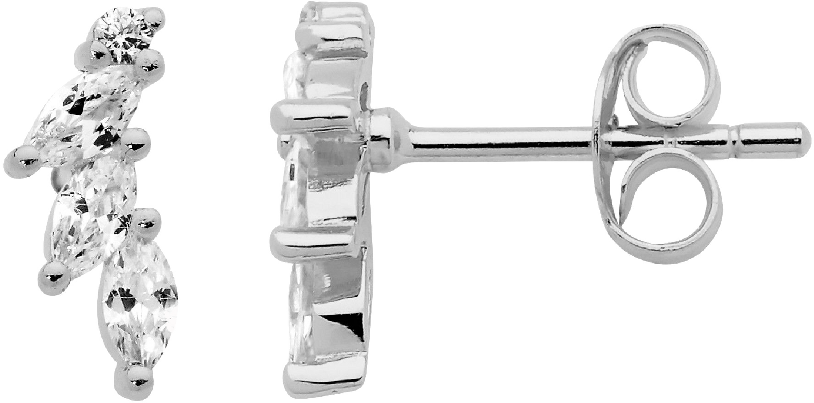 Ellani Yellow Gold Plated Marquise & Round Stud Earrings