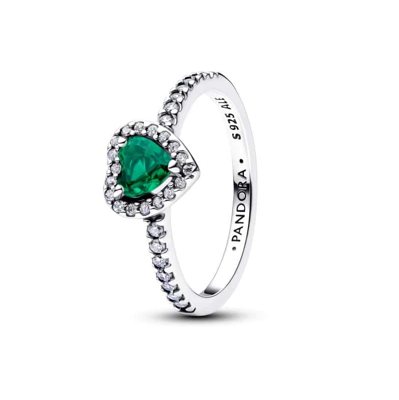 Pandora Elevated Royal Green Heart Ring
