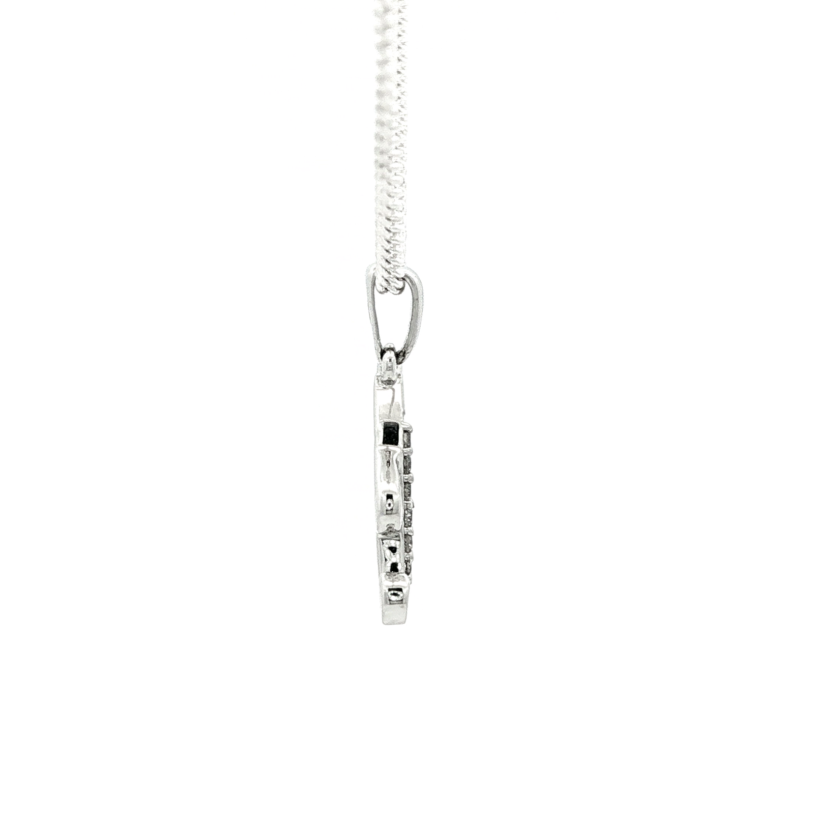 White Gold over Silver Diamond Initial 'H' Charm Necklace
