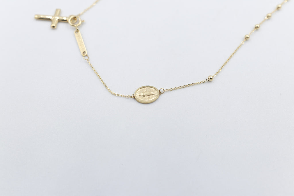 9 Carat Yellow Gold Oval Madonna Metal & Cross Bracelet