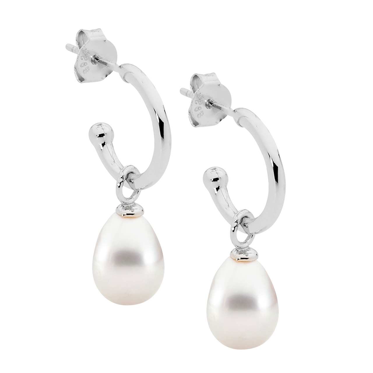 Ellani Hoop Earrings with Freshwater Pearl Drop