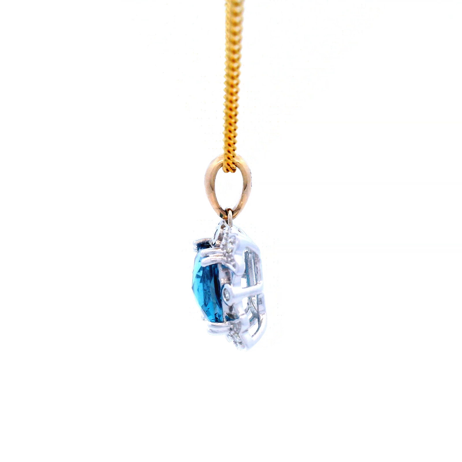 London Blue Topaz Octagonal Diamond and Bail Necklace