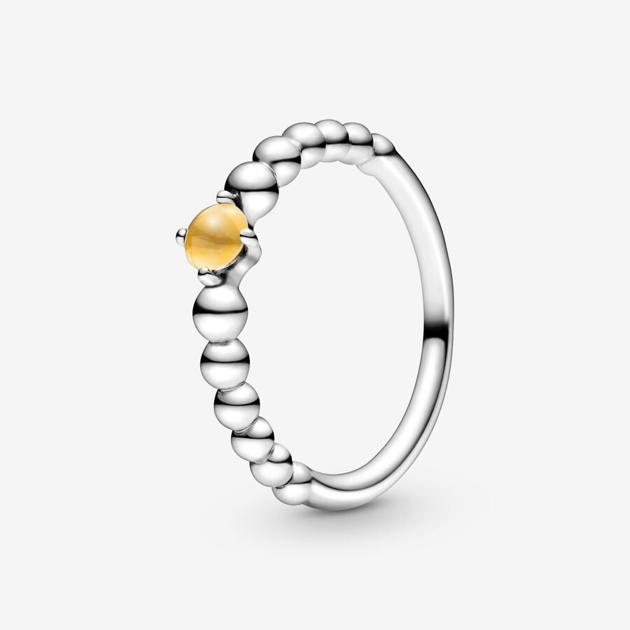 November Honey Coloured Silver Ring with Man-Made Honey Coloured Crystal