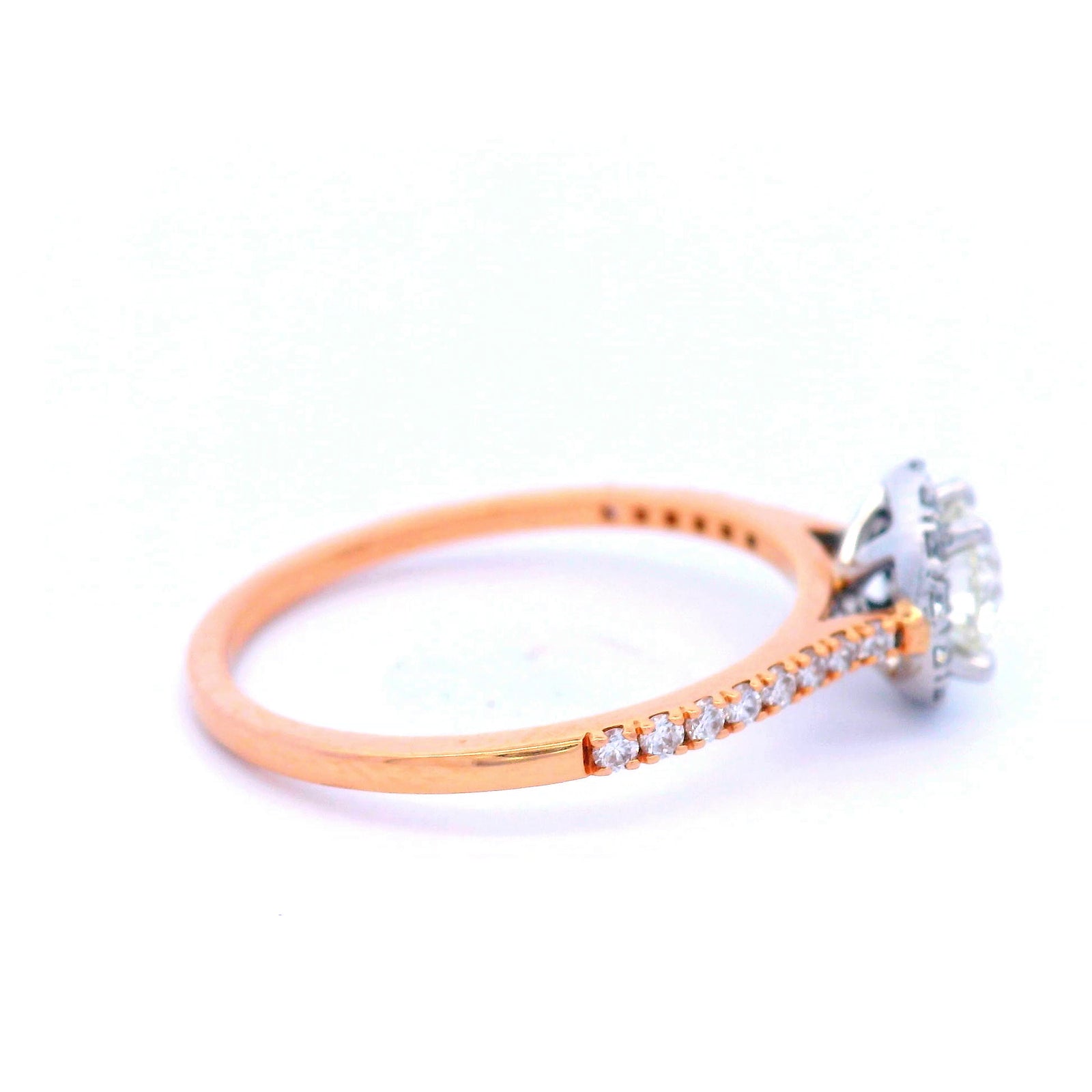 Diamond Halo Engagement Ring in Rose Gold