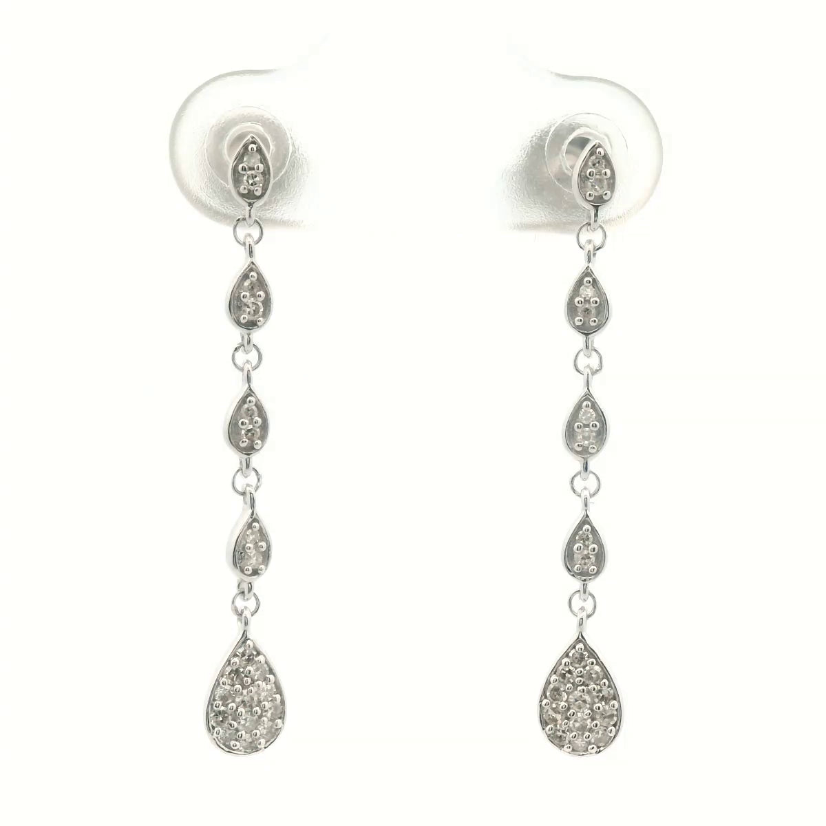Diamond Set Teardrop Earrings in 9ct White Gold