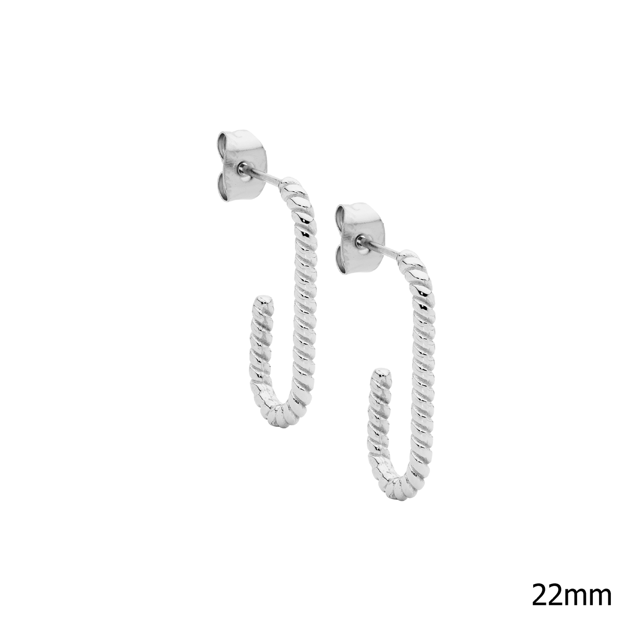 Ellani Stainless Steel 22mm Tight Twisted Hoop Earrings