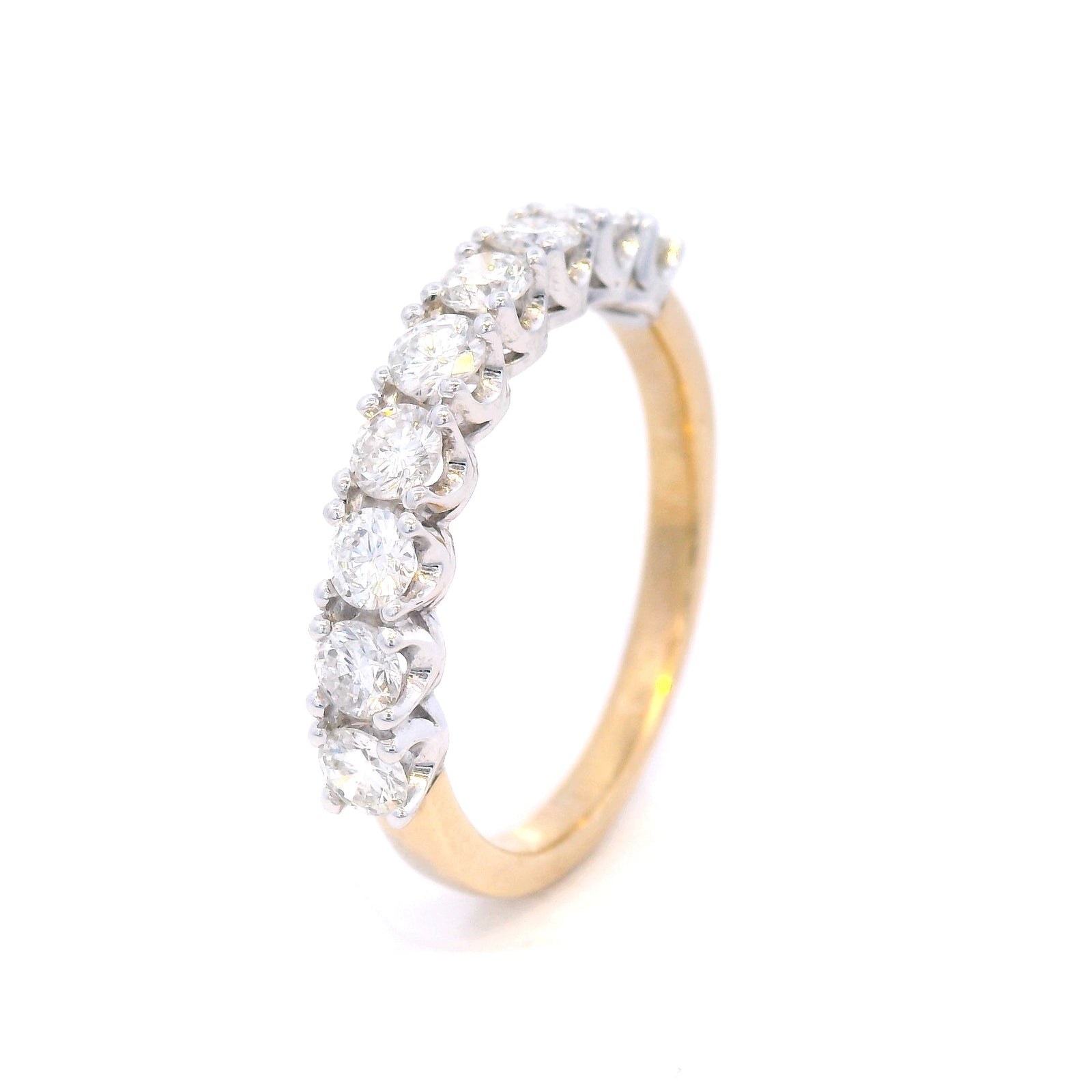 Diamond Claw Set Straight Anniversary Ring Set in 9 carat Yellow and White Gold