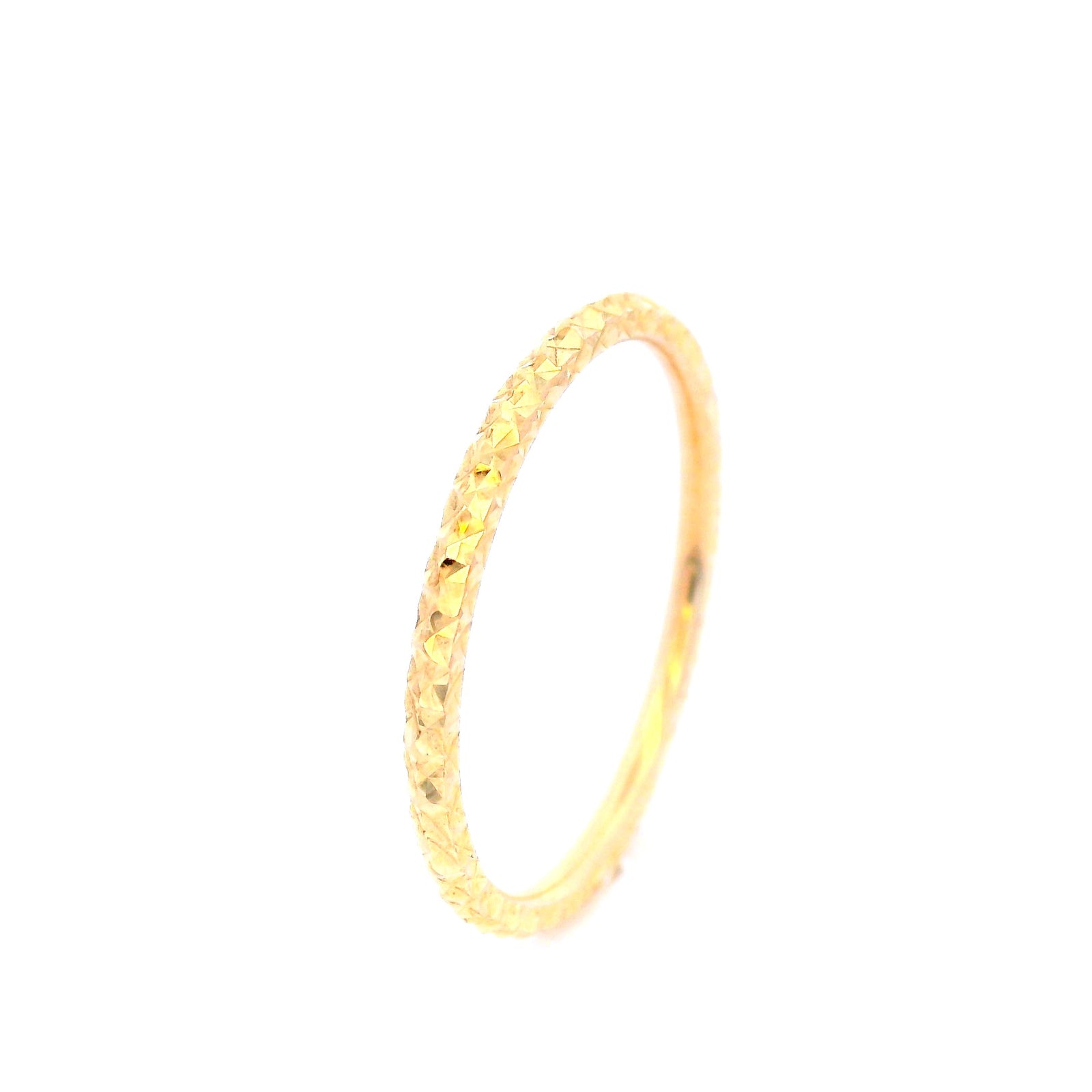 Yellow Gold Solid Diamond Cut Stacker Ring Size N