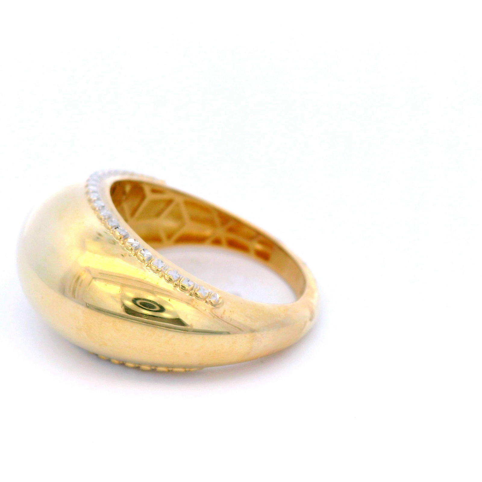 Patterned Edge Dome Ring in Yellow Gold