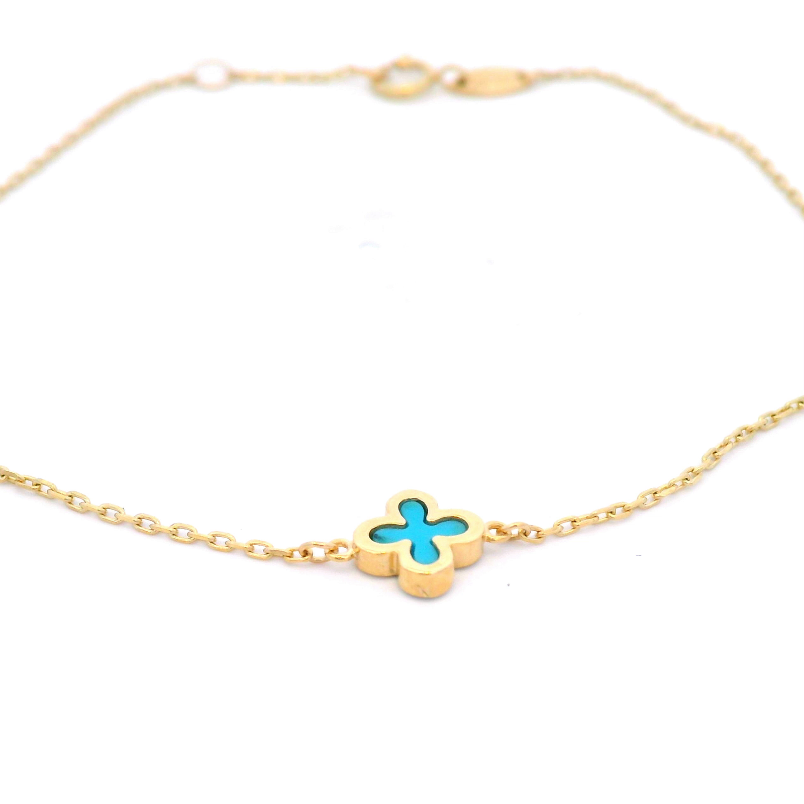 Designer 9CT Yellow Gold Turquoise Petal Bracelet