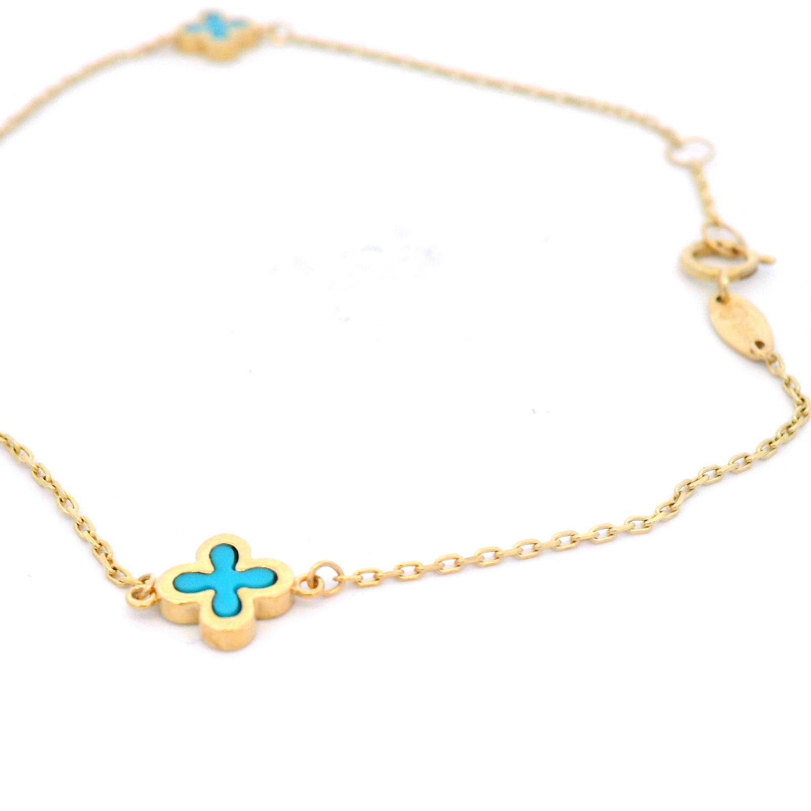 Designer 9CT Yellow Gold Turquoise Petal Bracelet