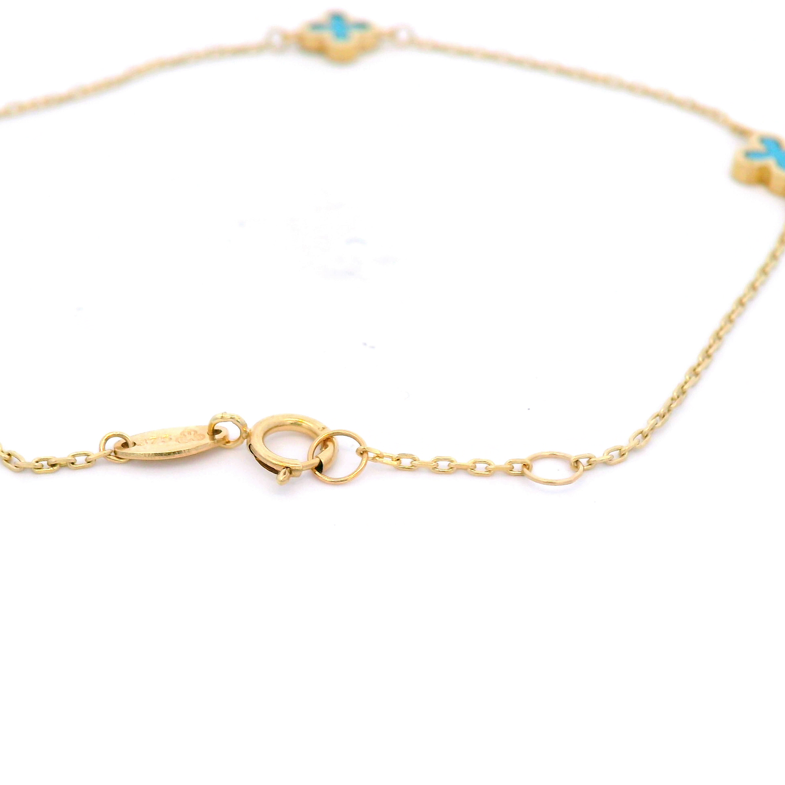 Designer 9CT Yellow Gold Turquoise Petal Bracelet
