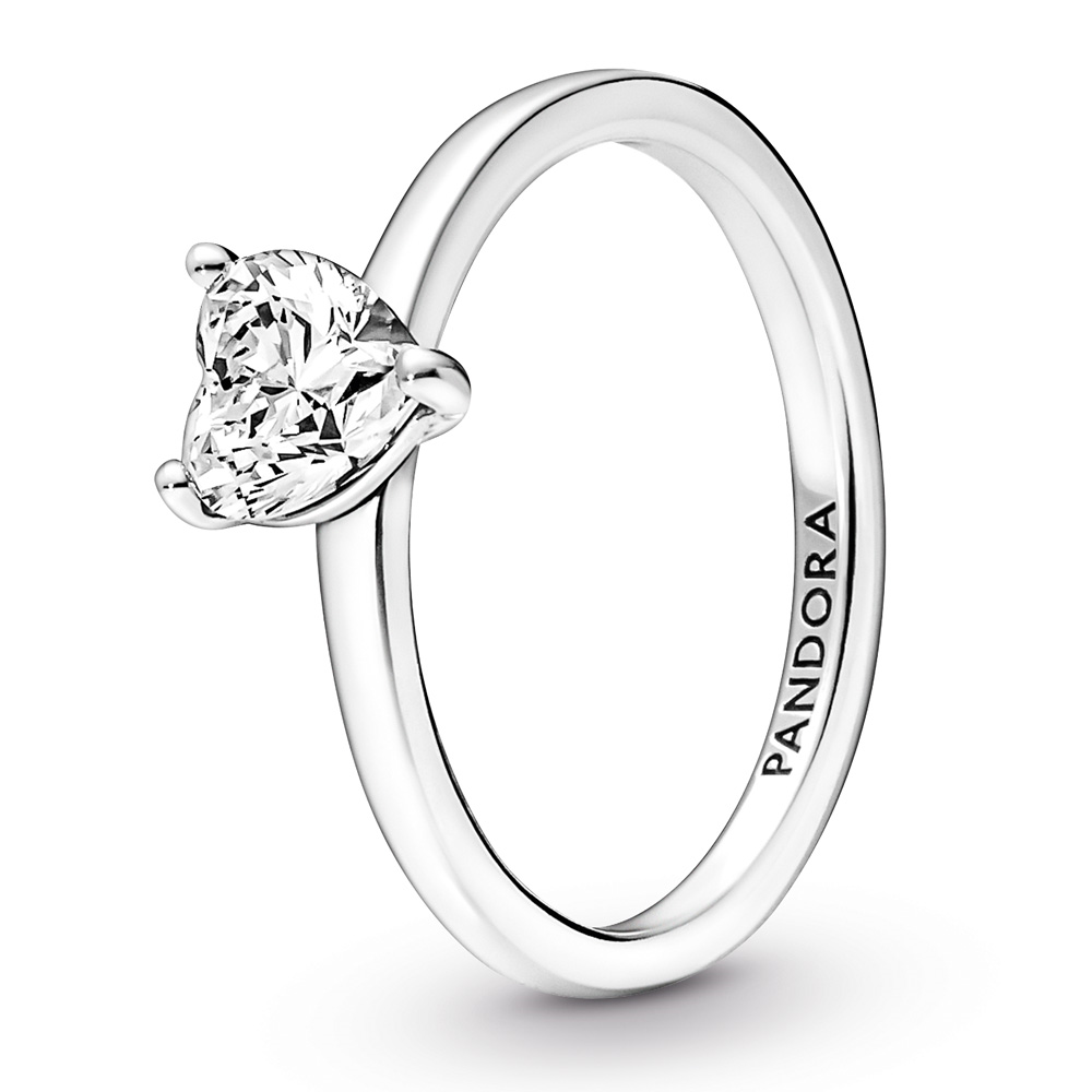 Heart sterling silver ring with clear cubic zirconia