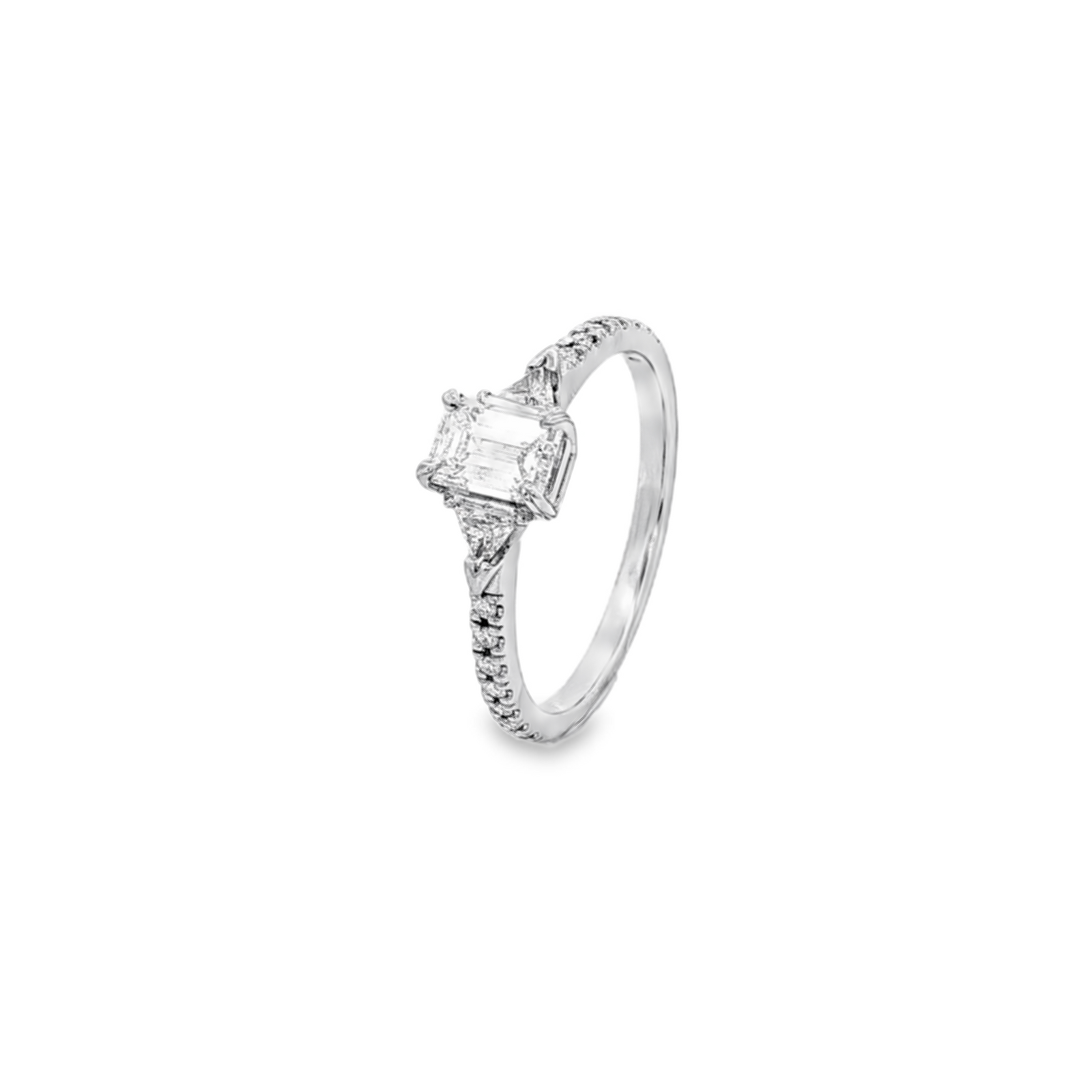 Emerald Cut Diamond Engagement Ring in White Gold