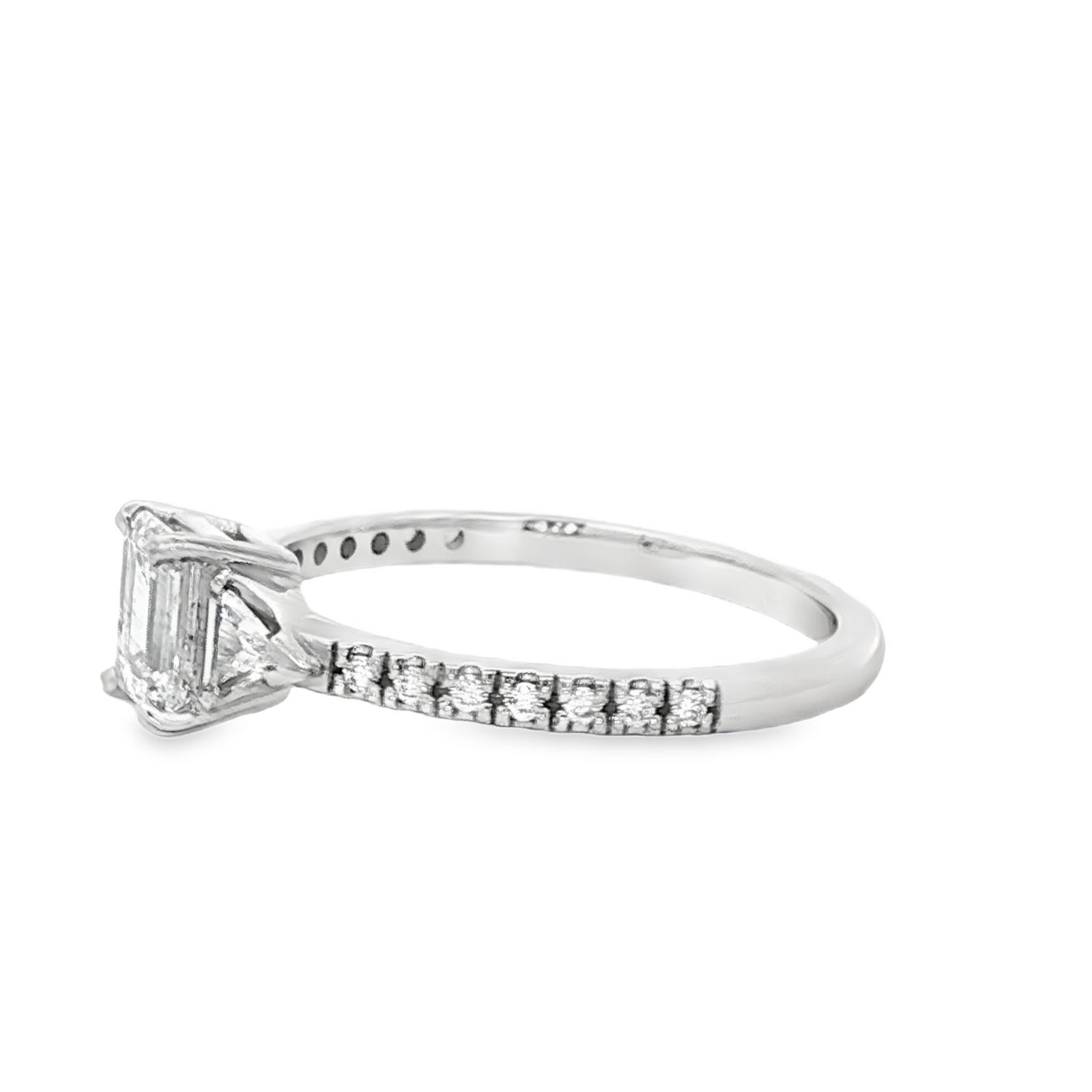 Emerald Cut Diamond Engagement Ring in White Gold