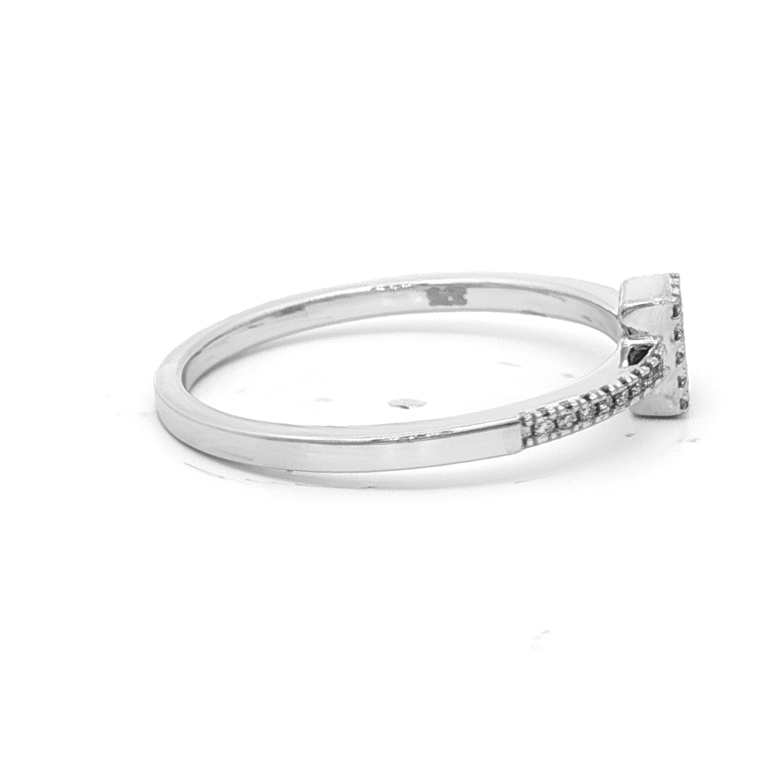 Baguette & Round Diamond Dress Ring Set in White Gold
