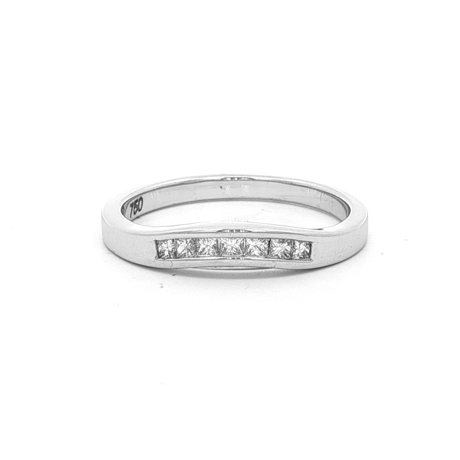 Diamond Princess Cut Channel Set Curved Eternity Ring in White Gold