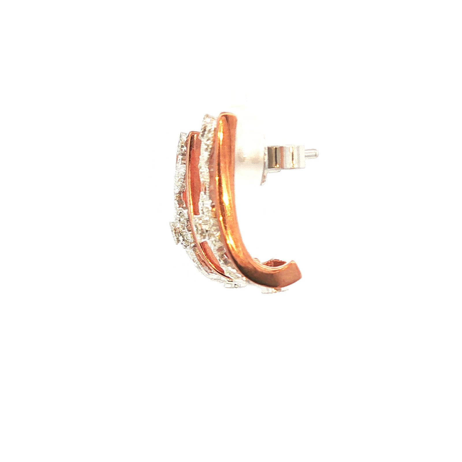 Diamond Set Filigree Earrings in Rose Gold