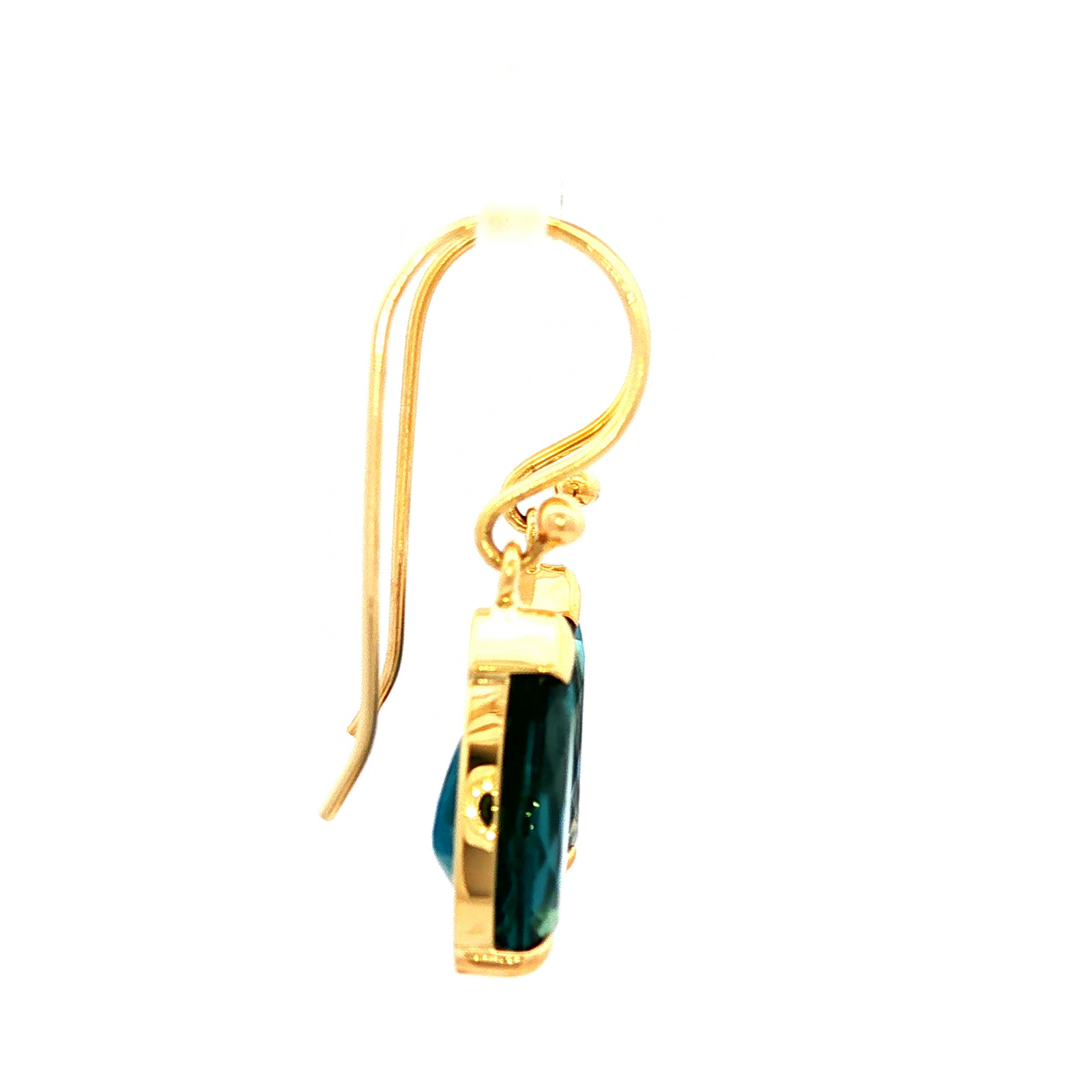 London Blue Topaz Tear Drop Earrings in 9ct Yellow Gold