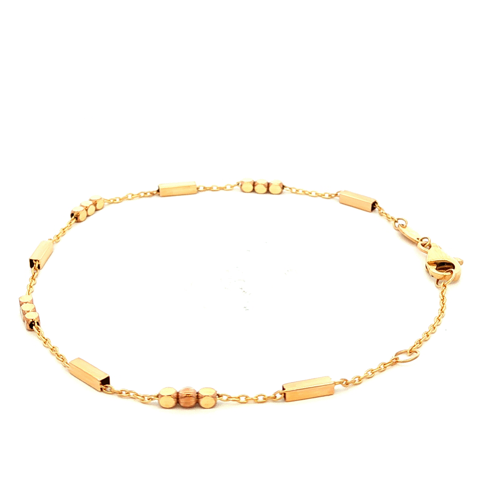 Fancy Bar & Bead Bracelet in Yellow Gold
