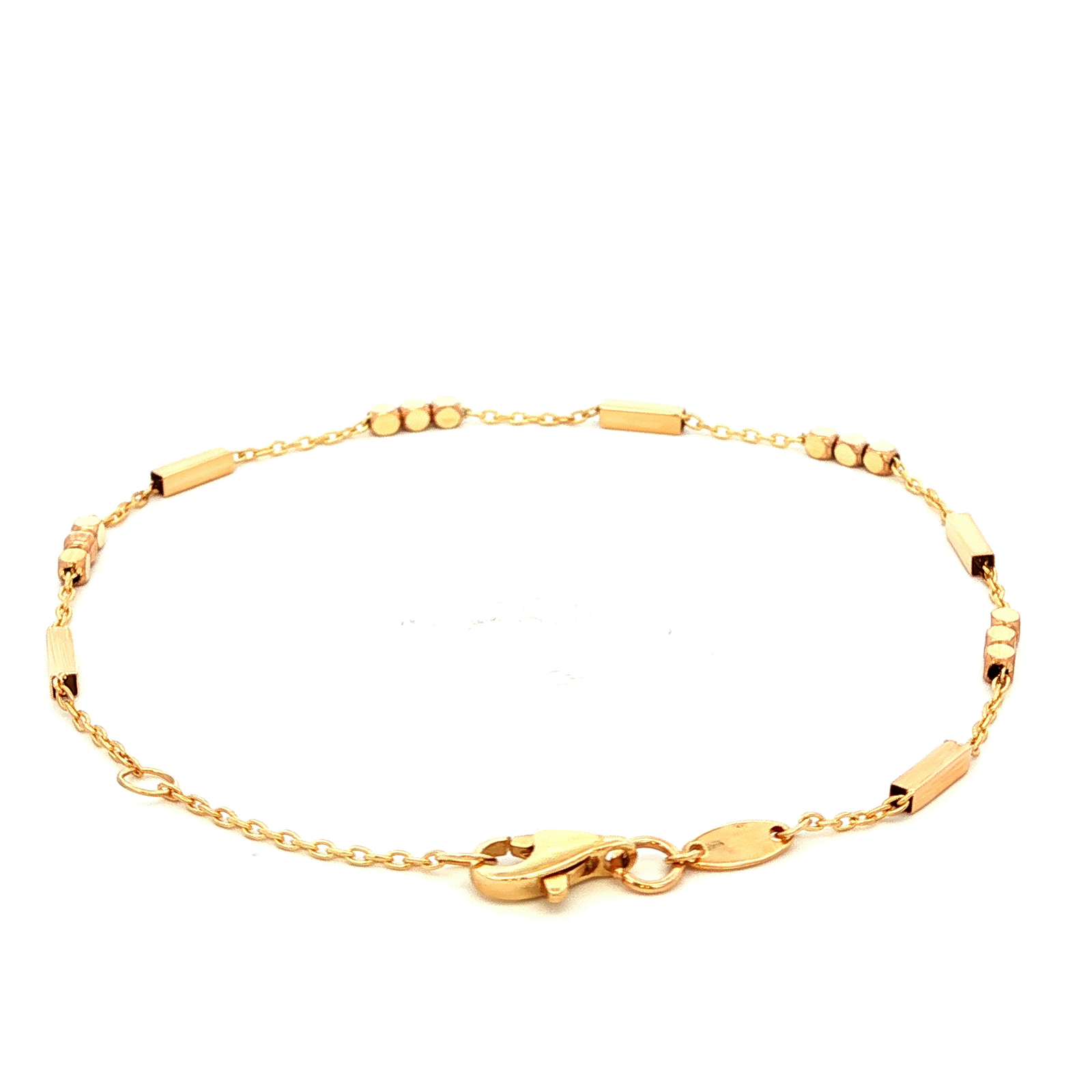 Fancy Bar & Bead Bracelet in Yellow Gold
