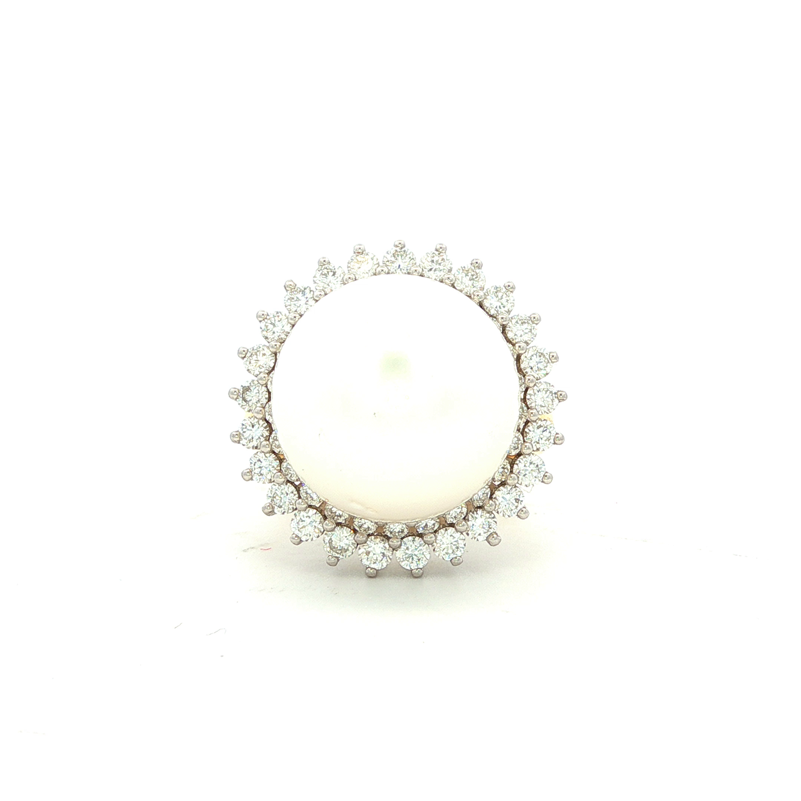 Diamond and Pacific Pearl Dress Ring in Yellow Gold