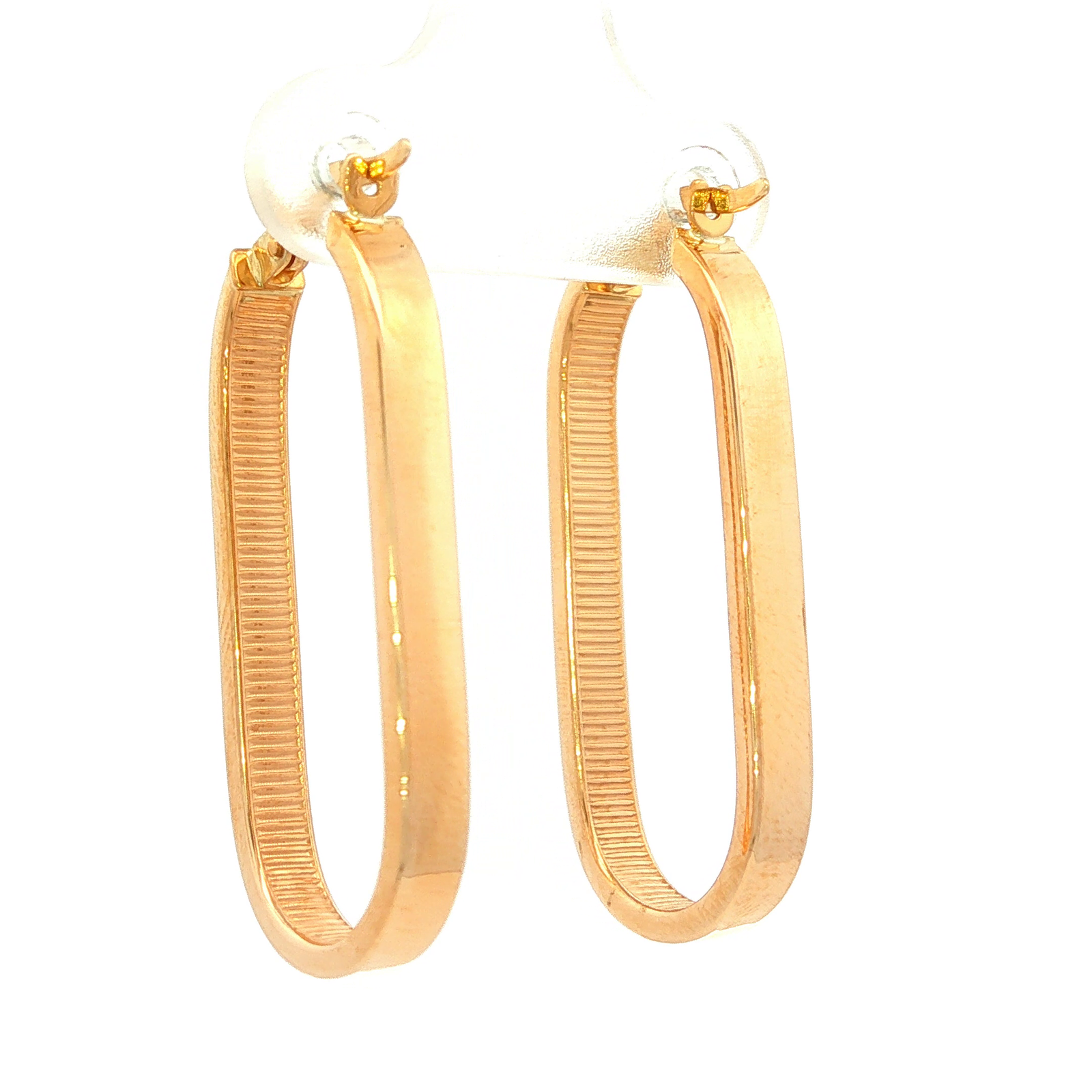 Oblong Flat Tube Hoop Earrings in Yellow Gold