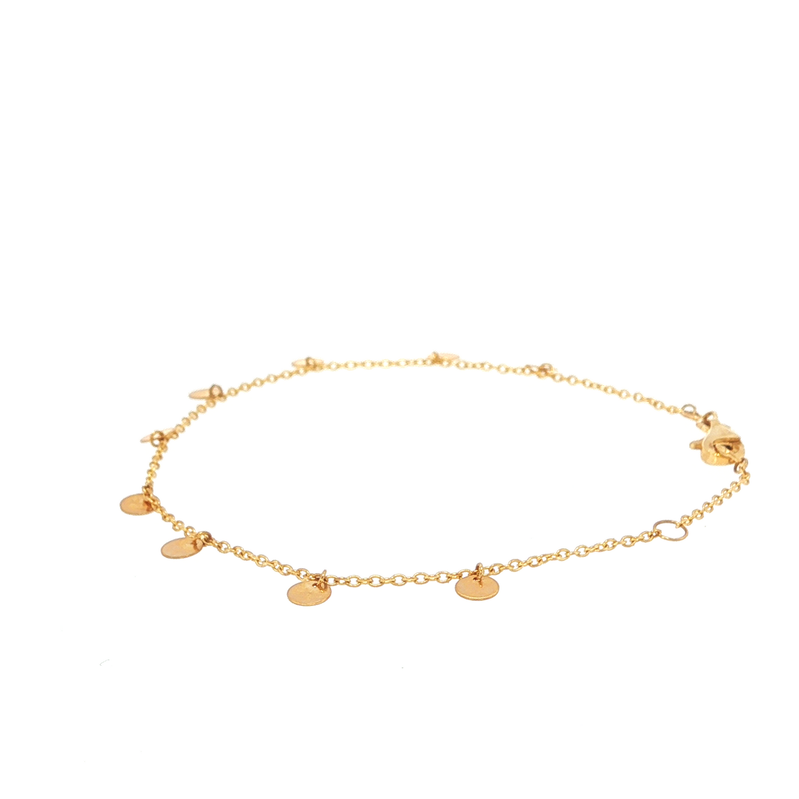 Small Hanging Disc Bracelet in Yellow Gold