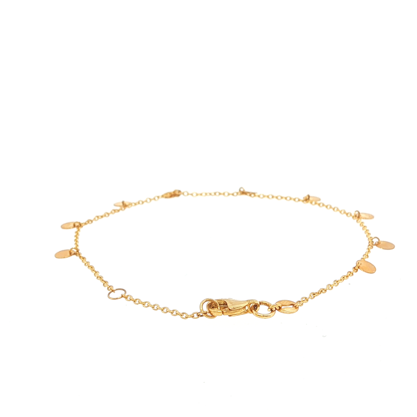Small Hanging Disc Bracelet in Yellow Gold