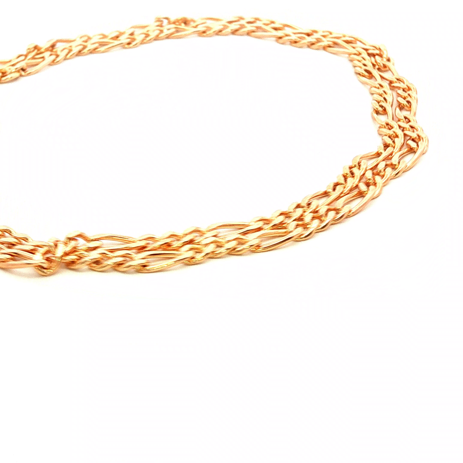 Solid Figaro 1+3 Diamond Cut Chain Necklace