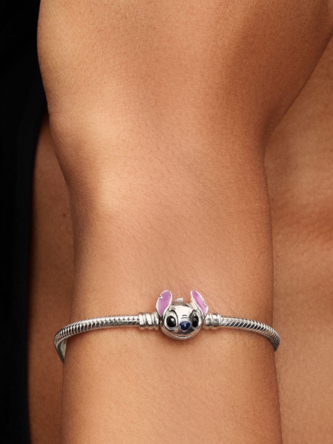 Disney Stitch snake chain sterling silver bracelet with purple, black and blue enamel