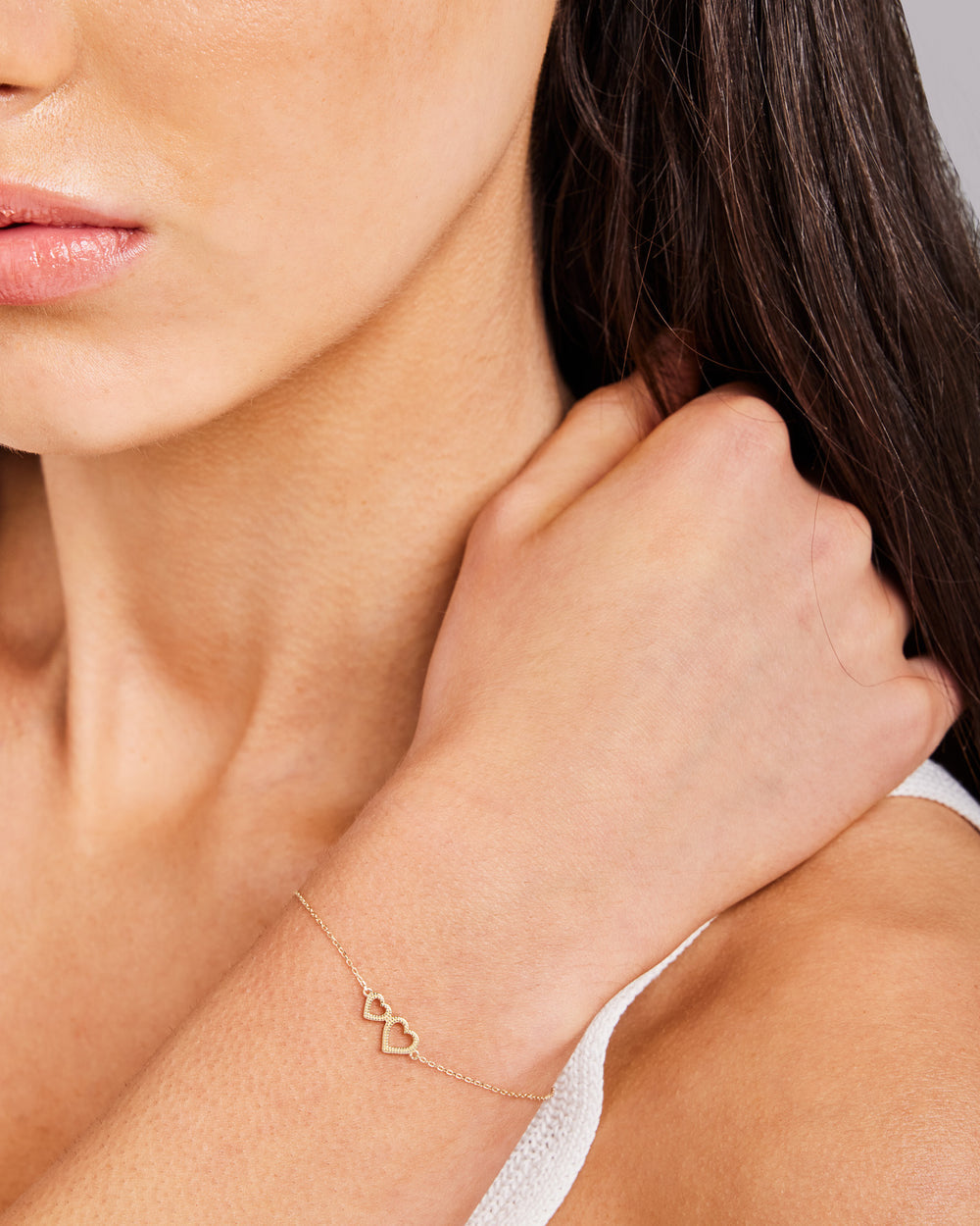 Petite Hearts Bracelet in Yellow Gold