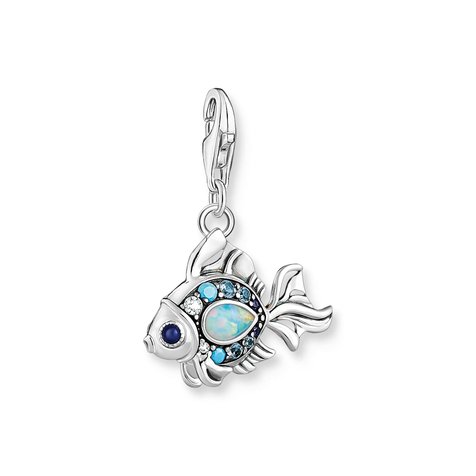 THOMAS SABO Charm pendant fish with blue stones silver