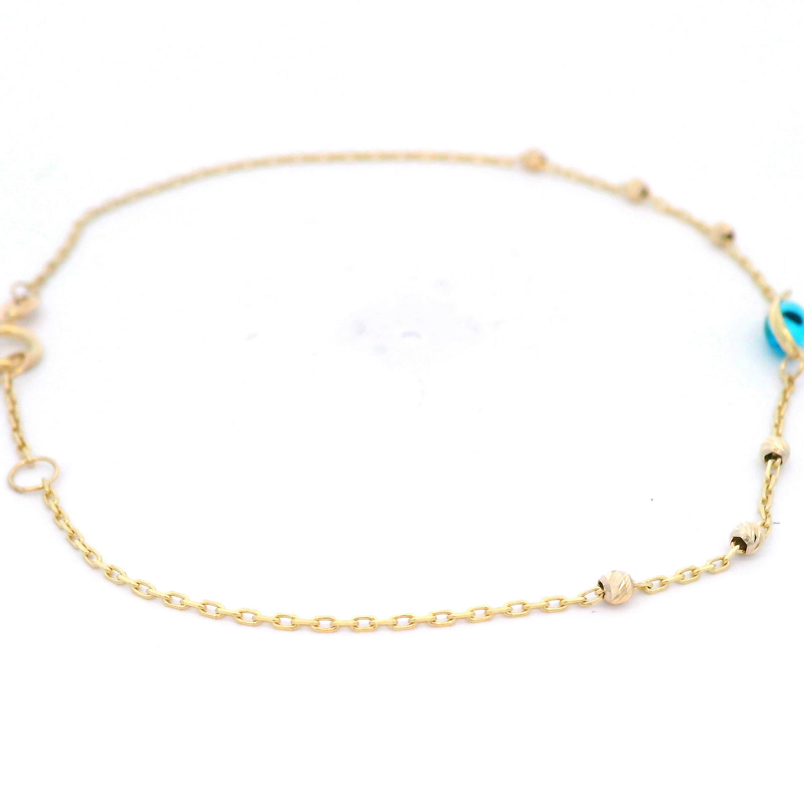 9K Yellow Gold Evil Eye Dc Ball Bracelet