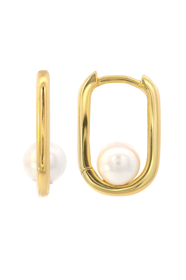 GEORGINI ADAGIO NINE-2-FIVE PEARL OVAL HOOPS SILVER