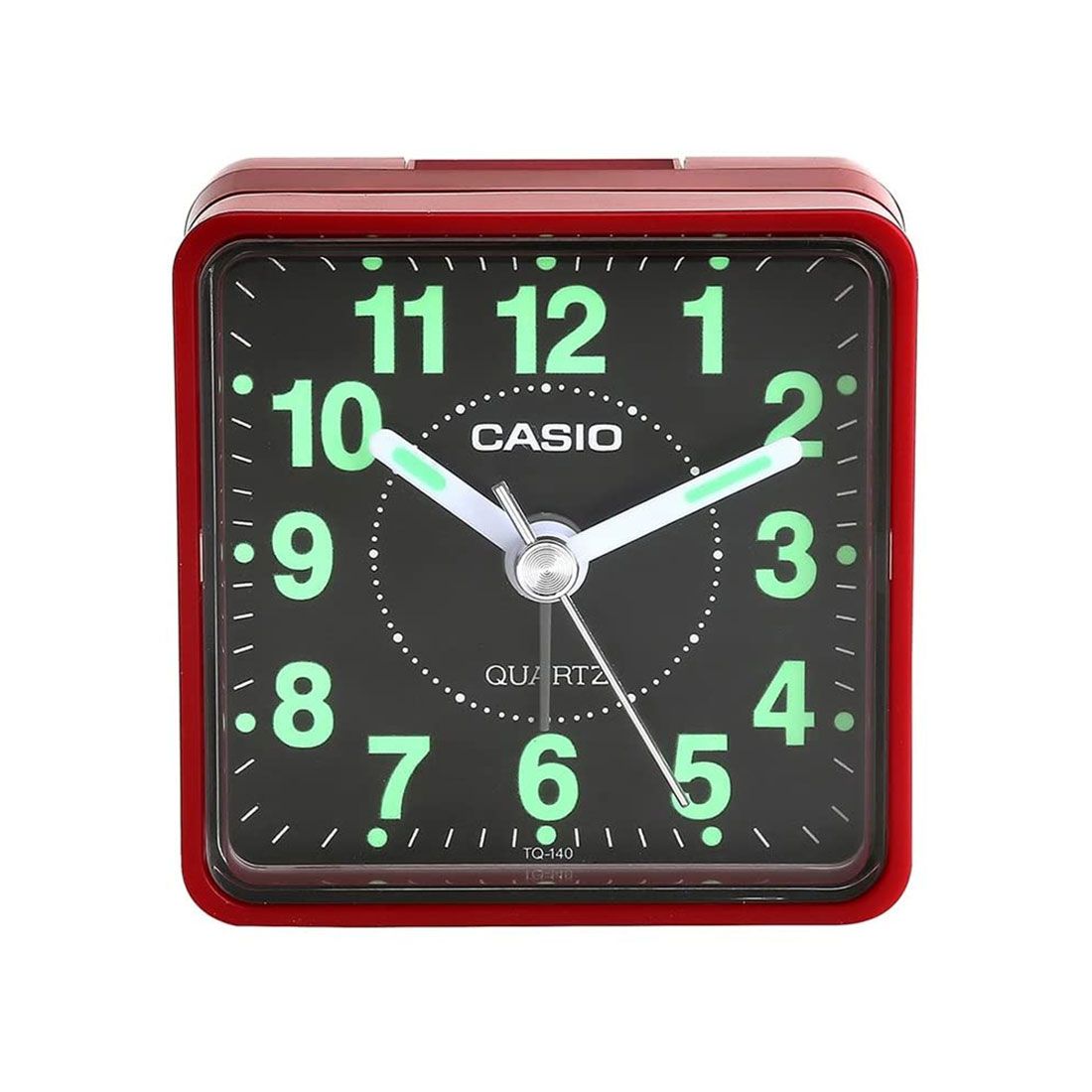 Casio Red Traveller's Alarm Clock with Black Dial. Model: TQ-140-4DF
