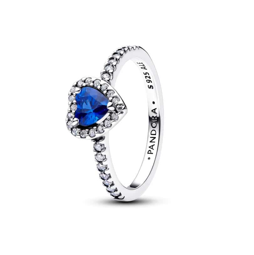 Pandora Elevated Princess Blue Heart Ring