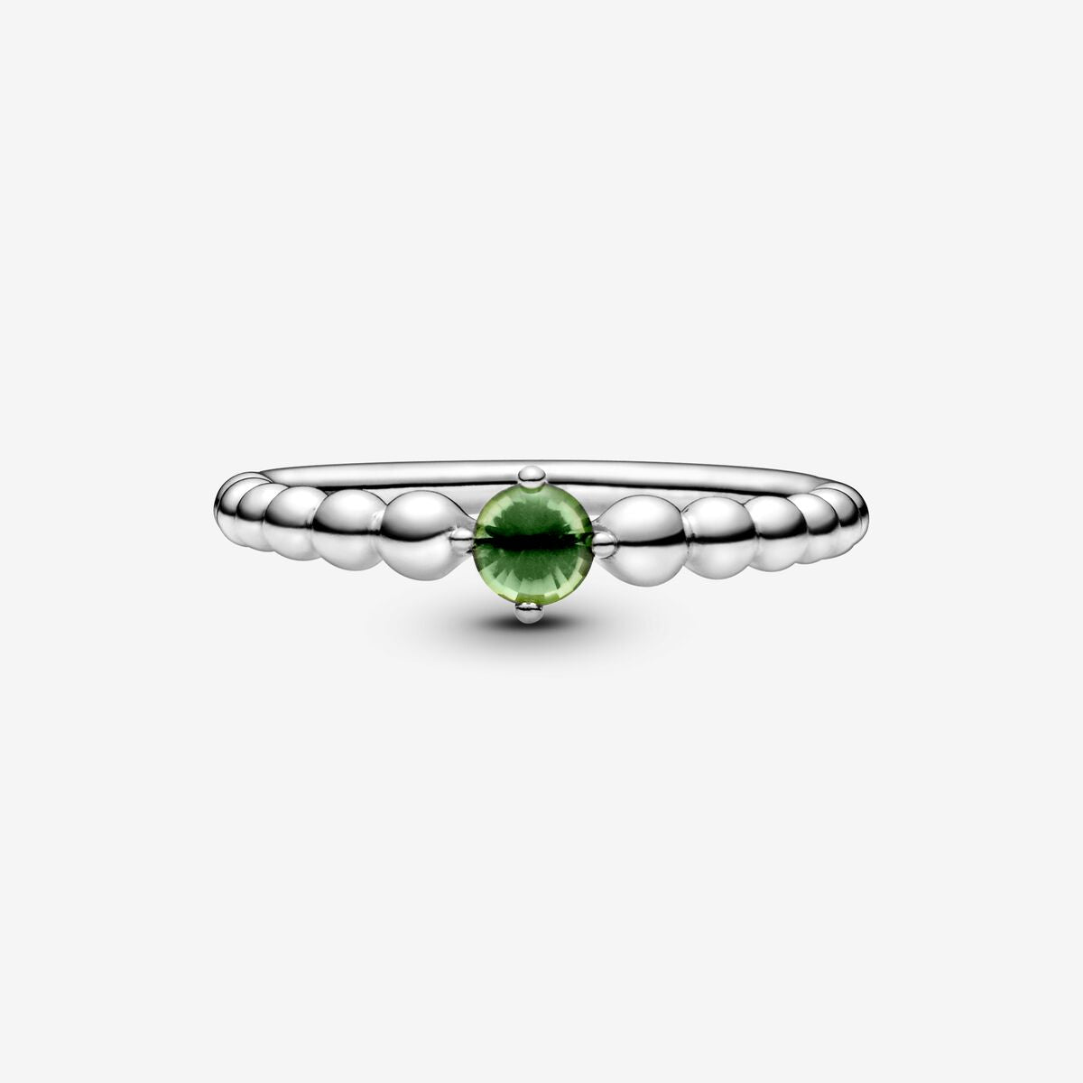 August Spring Green Silver Ring with Man-Made Spring Green Crystal
