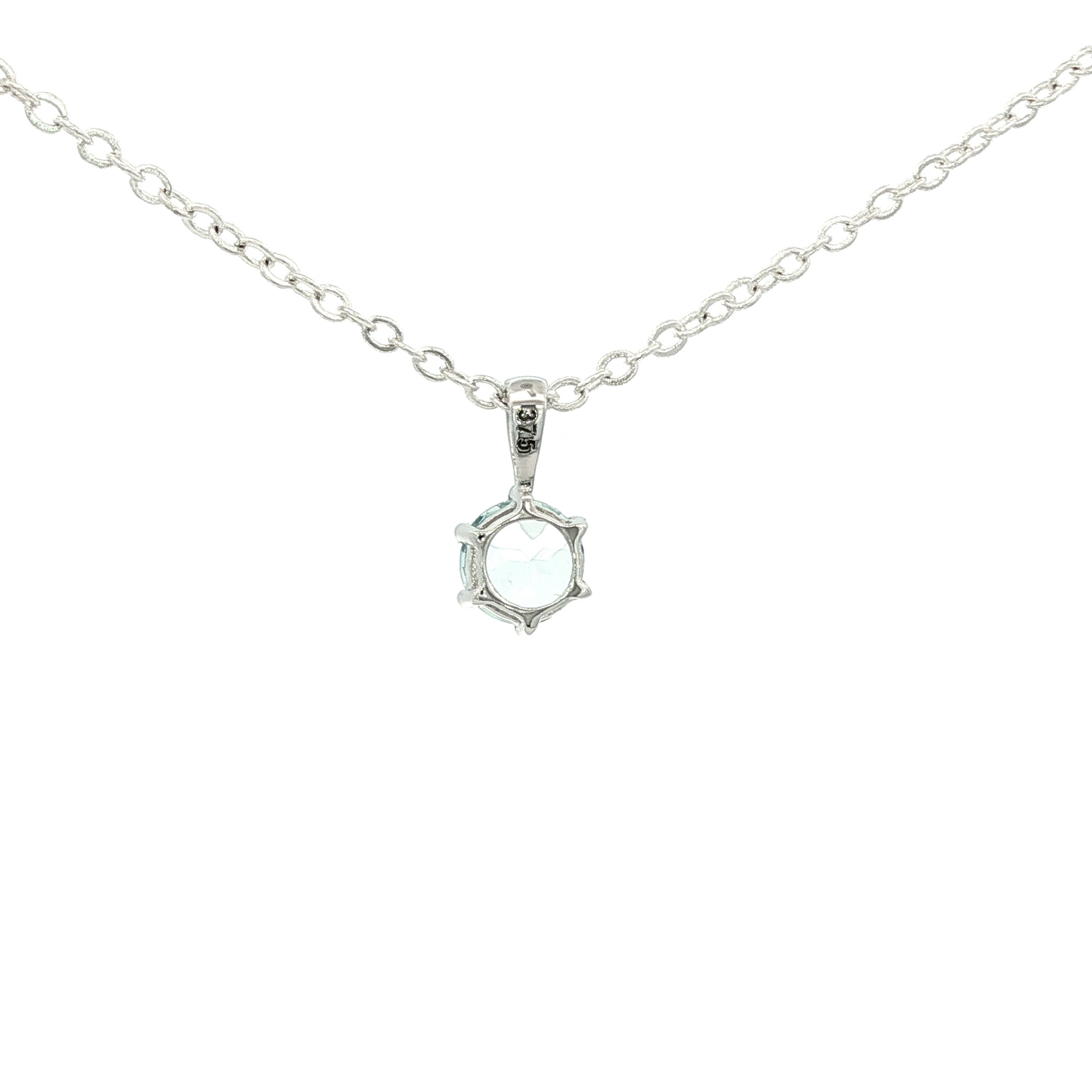 Hexagon Shaped Aquamarine Pendant In White Gold