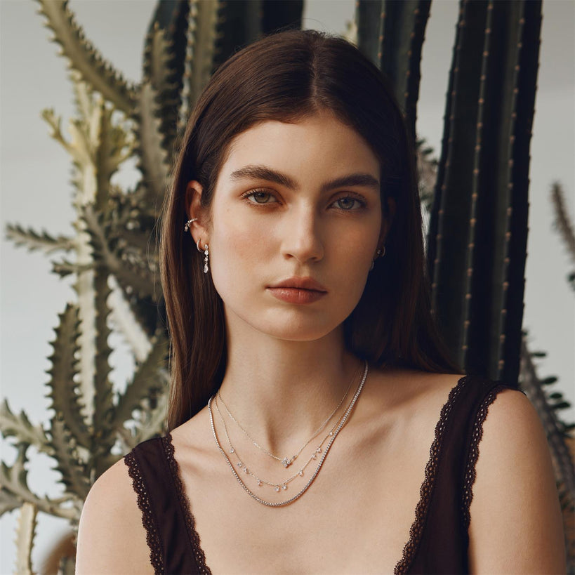 Ania Haie Silver Sparkling Lucky Clover Necklace