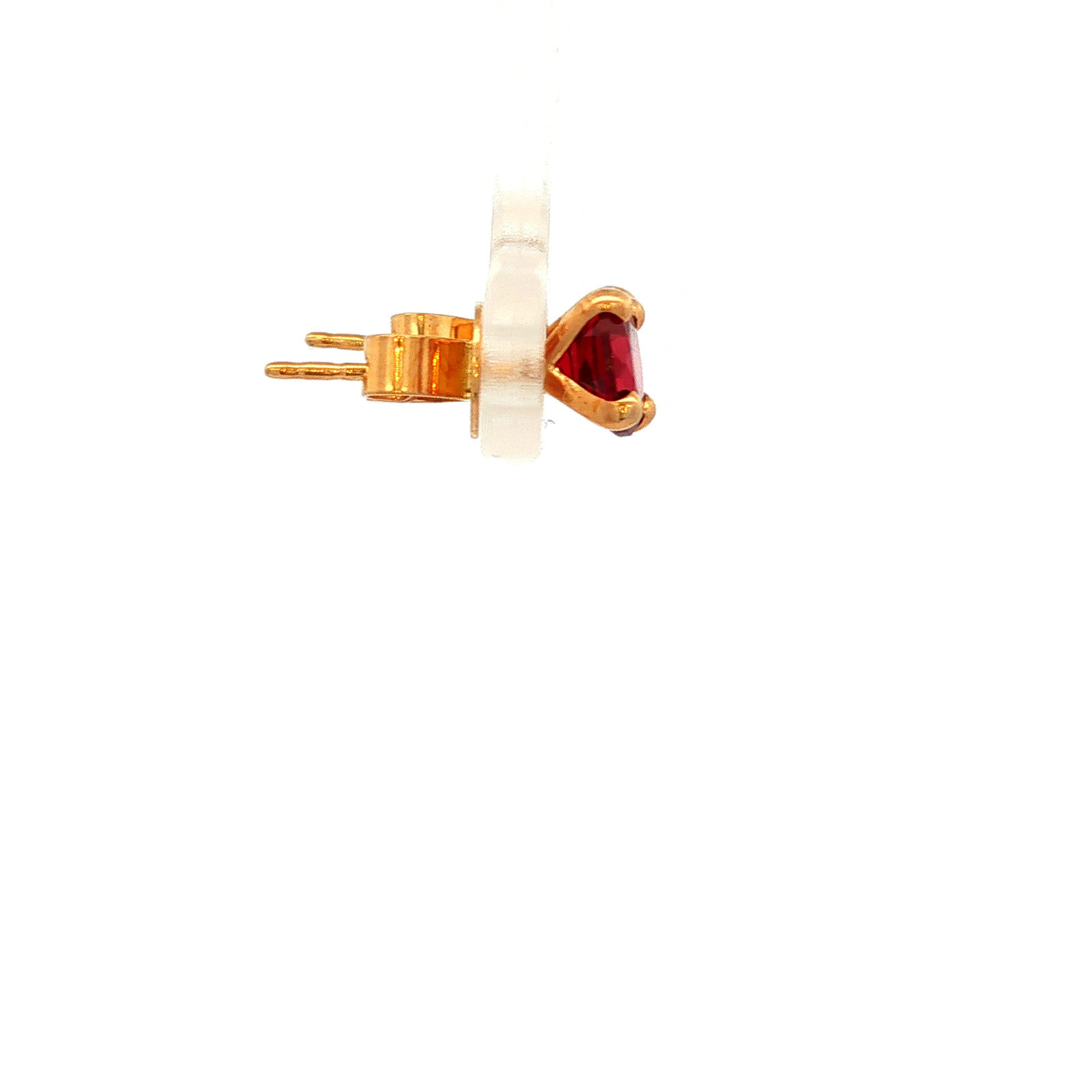 4 Claw Setting Round Garnet Gemstone Stud Earrings in Yellow Gold