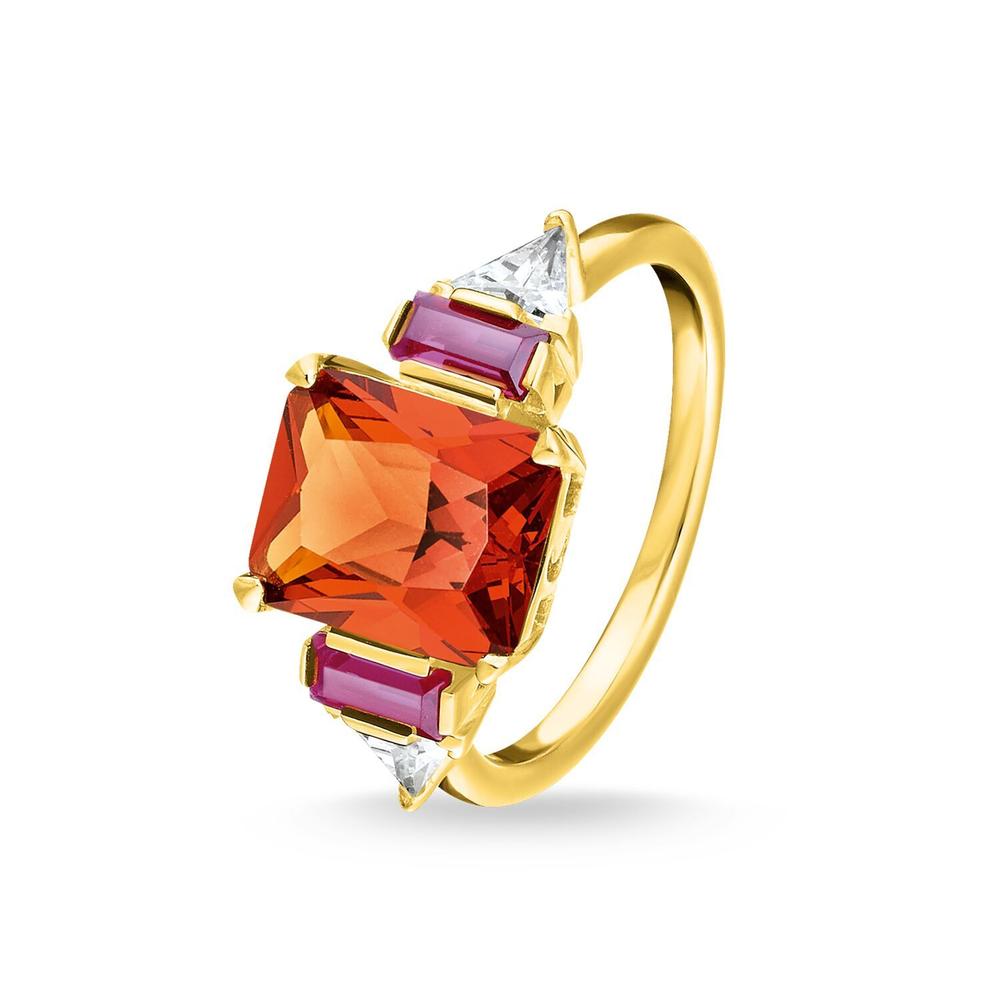 Thomas Sabo Gold Plated Ring with Colourful Stones