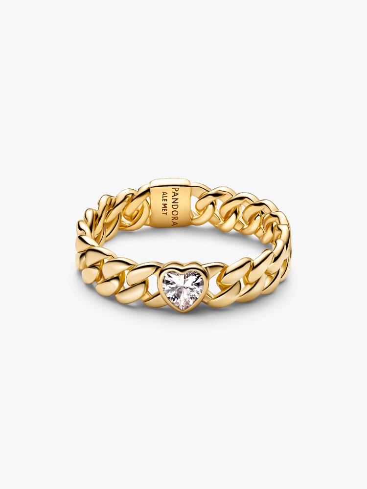 Pandora Heart Cuban Chain Ring