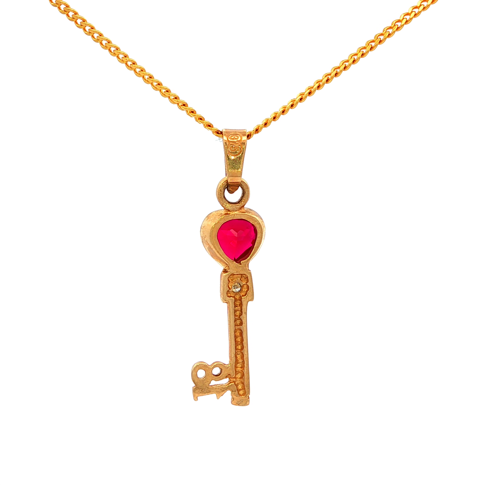 Ruby and Diamond Pendant in Yellow Gold