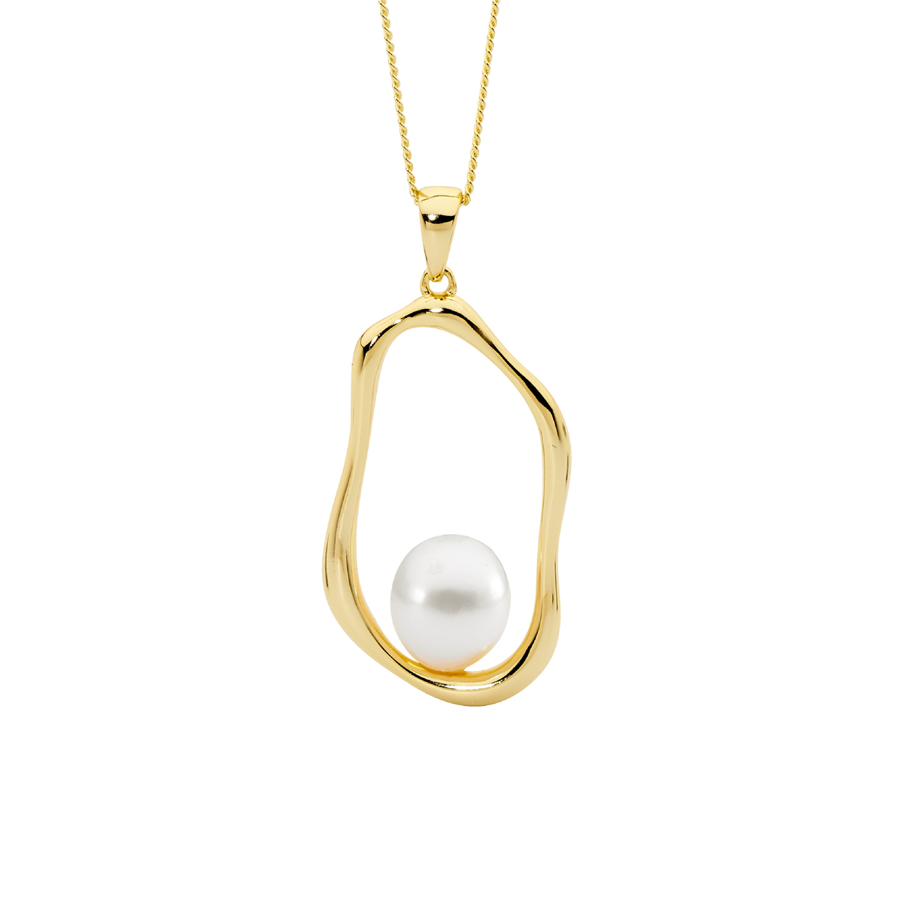 Ellani Open Oval Pendant with Freshwater Pearl