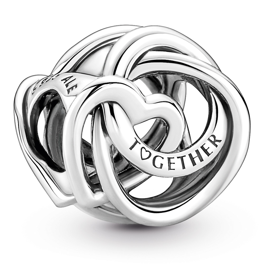 Encircled heart sterling silver charm