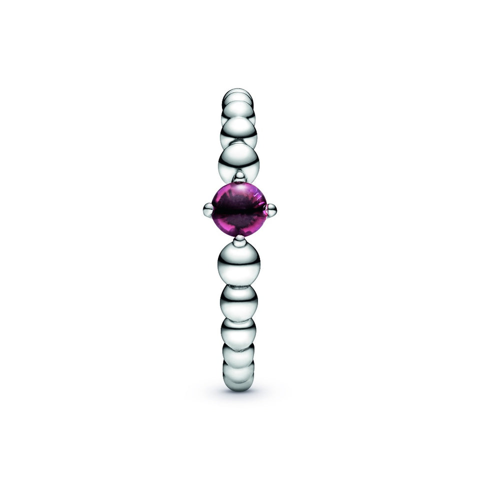 July Passionate Red Silver Ring with Man-Made Red Crystal