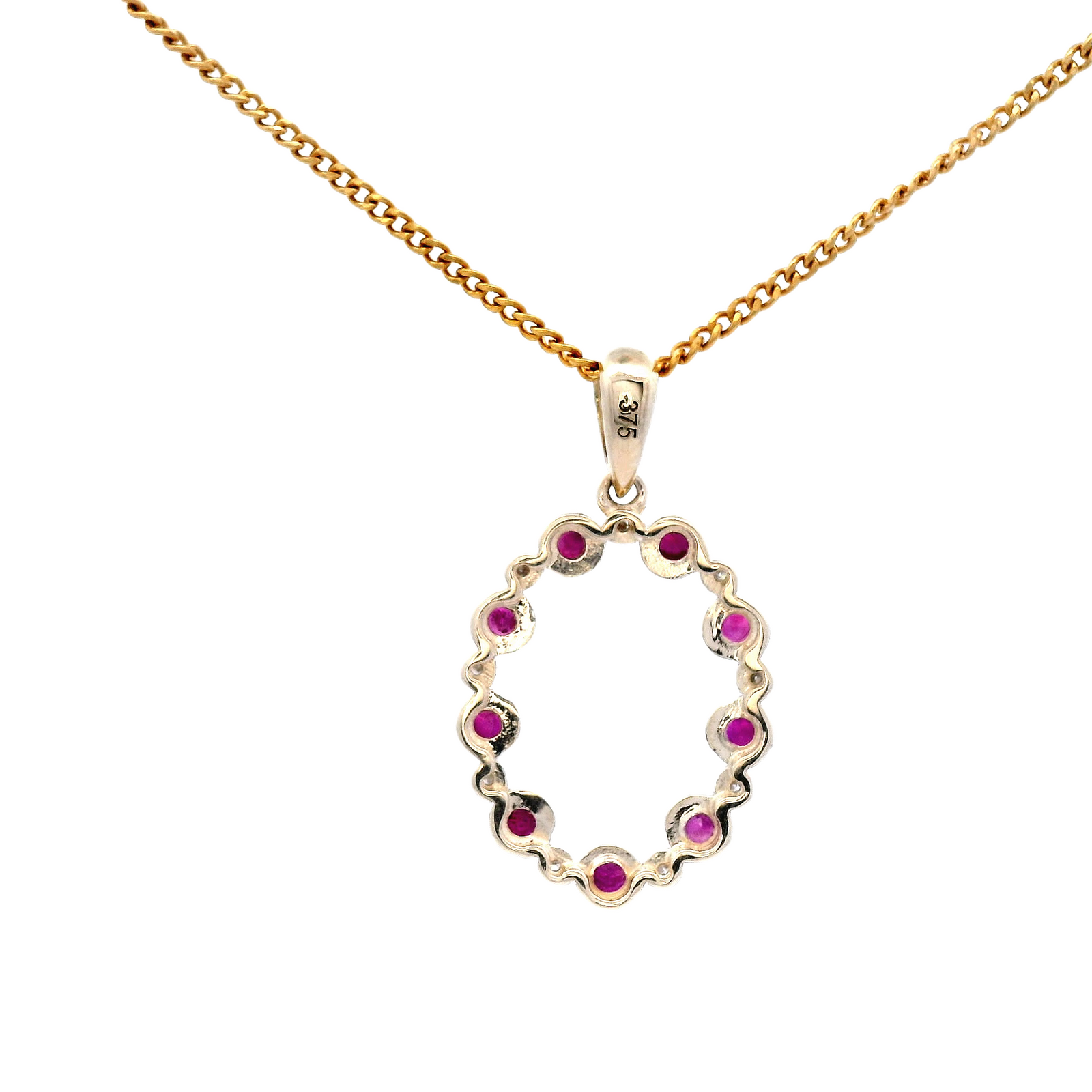 Ruby and Diamond Oval Pendant