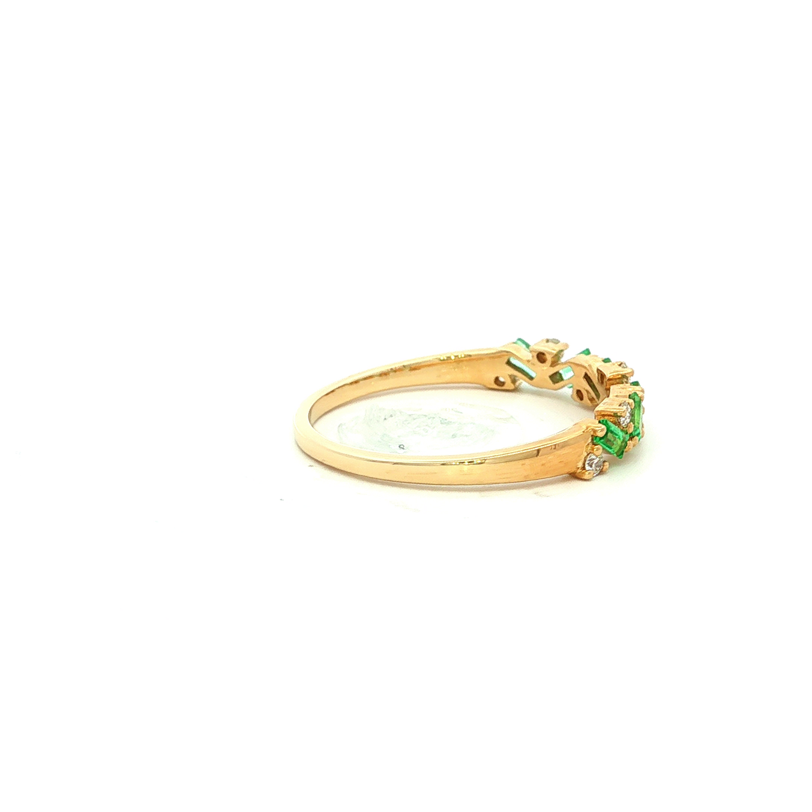 Emerald Baguette and Diamond Dress Ring in Yellow Gold