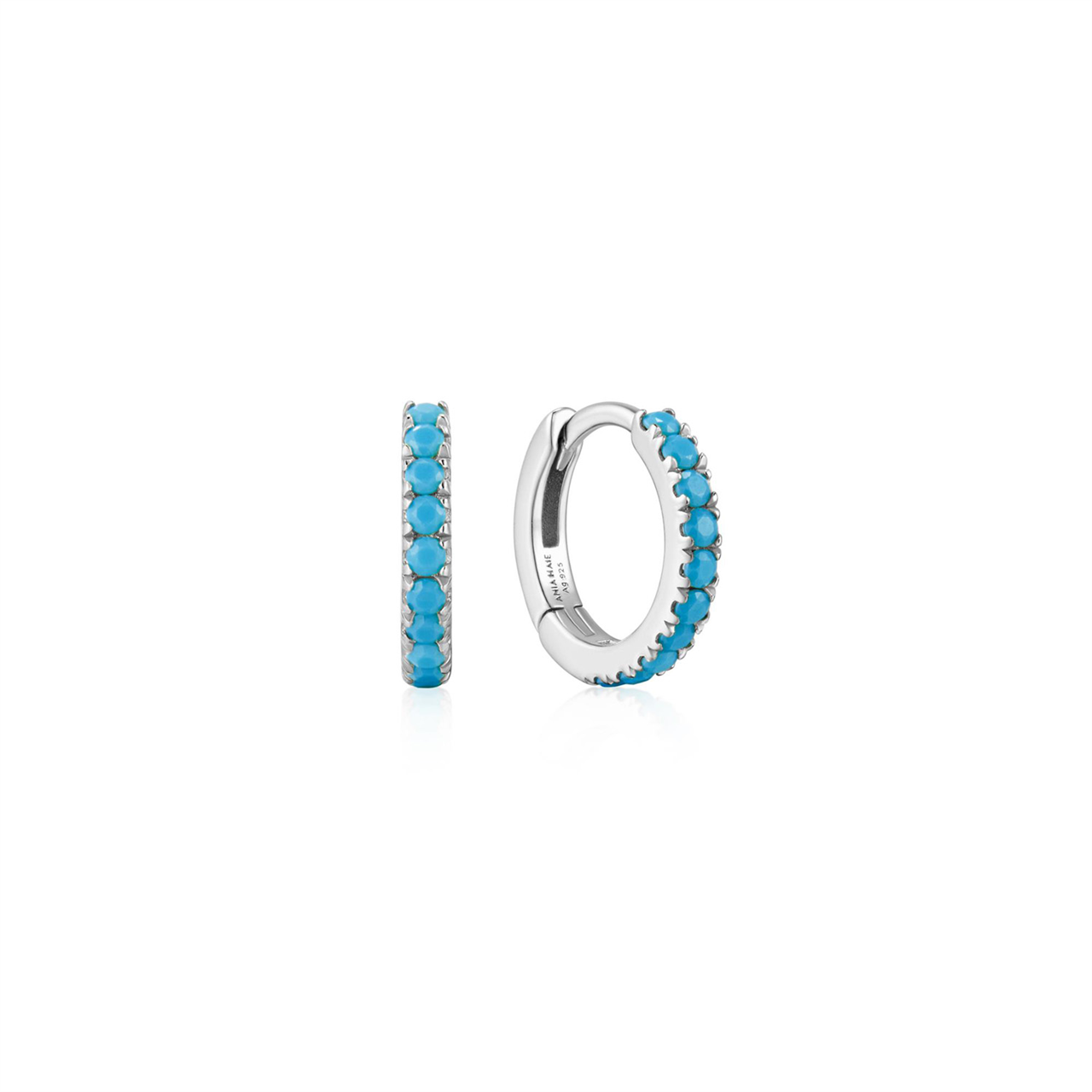 Ania Haie Gold Aqua Blue Row Huggie Hoop Earrings
